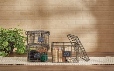 Wire Boxes with Chalkboard Tags - Sete of 3 Park Designs - The Fox Decor